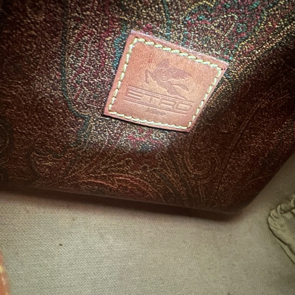 Etro Paisley Leather Boston Bag with Lock + Keys + Luggage Tag - Picture 10 of 11